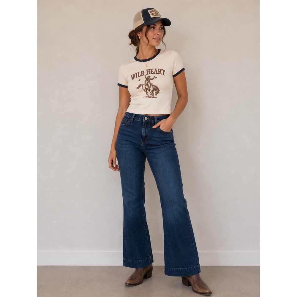 Wrangler Retro Mae Wide Leg Jeans Dark Indigo Wash 1009MWWAB 9/10x34 Womens